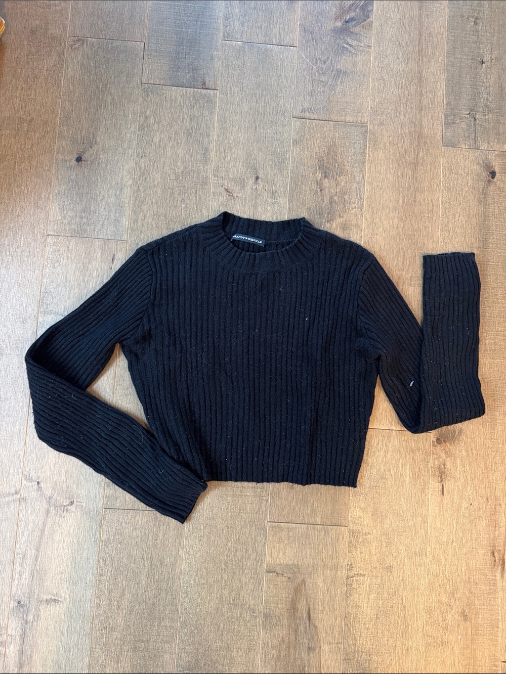 Brandy Melville Black Ribbed Crewneck Sweater